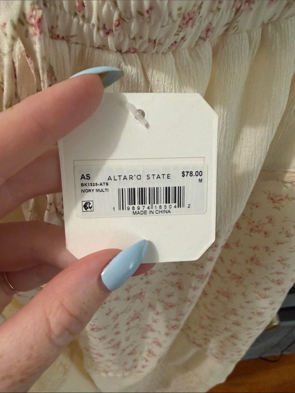 Altar'd State Cream and Pink Floral Patchwork Maxi Skirt - Picture 2 of 2
